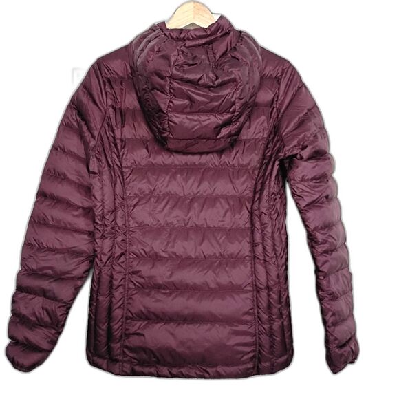 Heatkeep Burgundy Purple Down Puffer Jacket Winter Coat Removable Hood S - Picture 2 of 7